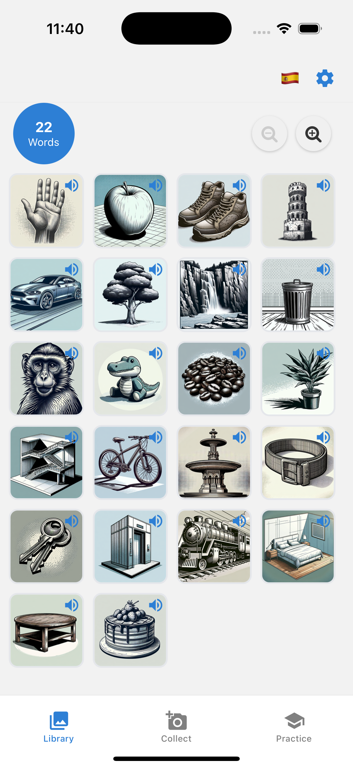 LingoCam Library Screen